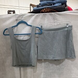 Striped Mint Green Women's Skort Set